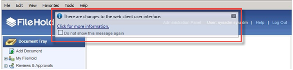 web client changes message