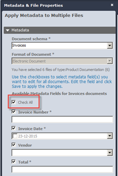 Entering metadata for multiple documents with same metadata