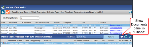 Show documents pane