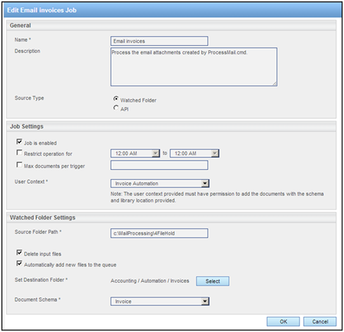 Automatic email importation ADI job