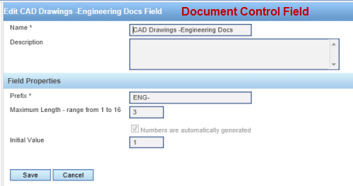 Document control field configuration