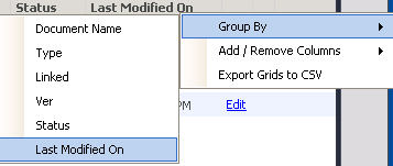 Group by in document view