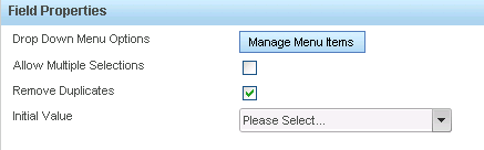 FileHold managed drop down metadata field properties