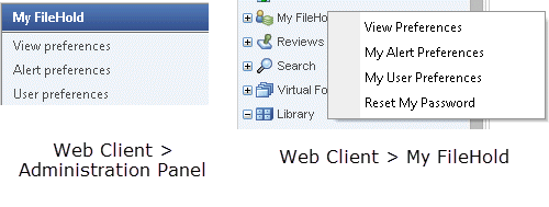 Web client preferences and settings