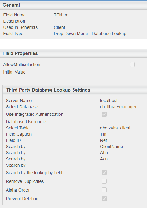Database lookup