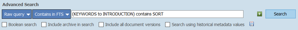 FileHold advanced raw search