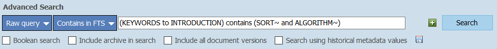 FileHold advanced raw search