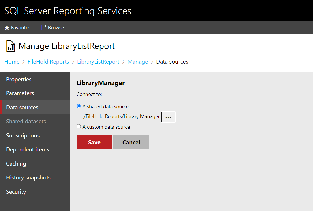 SQL reporting services connect report to data source