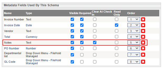 Controlling metadata options in FileHold
